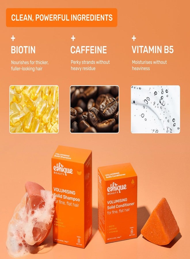 Ethique Beauty Mini Sampler Solid Shampoo & Conditioner Bar Set - Volumizing Shampoo & Conditioner with Biotin & Caffeine - Plastic-Free, Cruelty-Free, Vegan - Travel Size - 2 Pack - Image 3